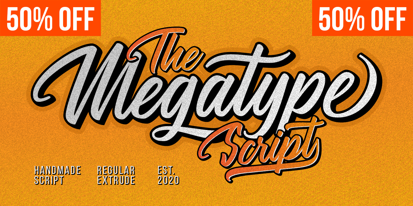 Beispiel einer Megatype Script Extrude-Schriftart